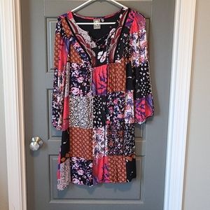 Patterned 3/4 sleeve Anthropologie dress size S